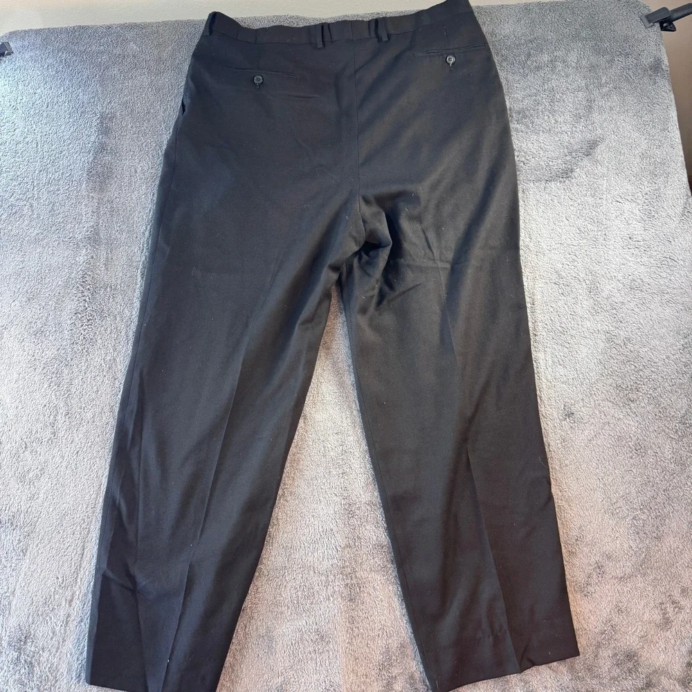Principe Italy Men Black Pleated Dress Pants 40 Pure Virgin Wool Lanificio Italy